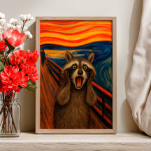 Lustiges Waschbär-Schreien inspiriertes Poster