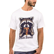 Lustiges Waschbär-T-Shirt – „Snack Bandit“ Pizza-L