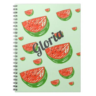 Lustiges Wassermelonen Spiral Foto Notizbuch mit i Notizblock
