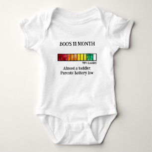 Lustiges Watercolor-Baby-Meilenstein-Body   11 Mon Baby Strampler
