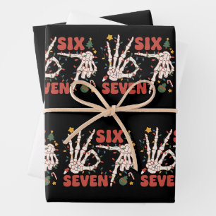 Lustiges Weihnachten 67 Skelett Hand Sechs Sieben Geschenkpapier Set