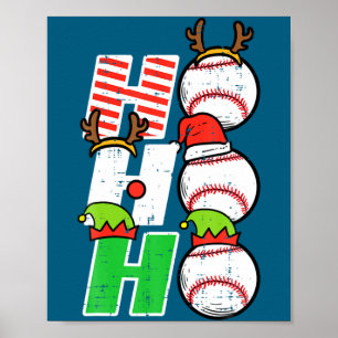 Lustiges Weihnachten Baseball Ho Ho Ho Poster