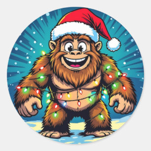Lustiges Weihnachten Bigfoot Sasquatch Runder Aufkleber