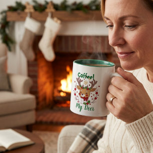 Lustiges Weihnachten Braun & Grün  ''Mein Hirsch'' Zweifarbige Tasse