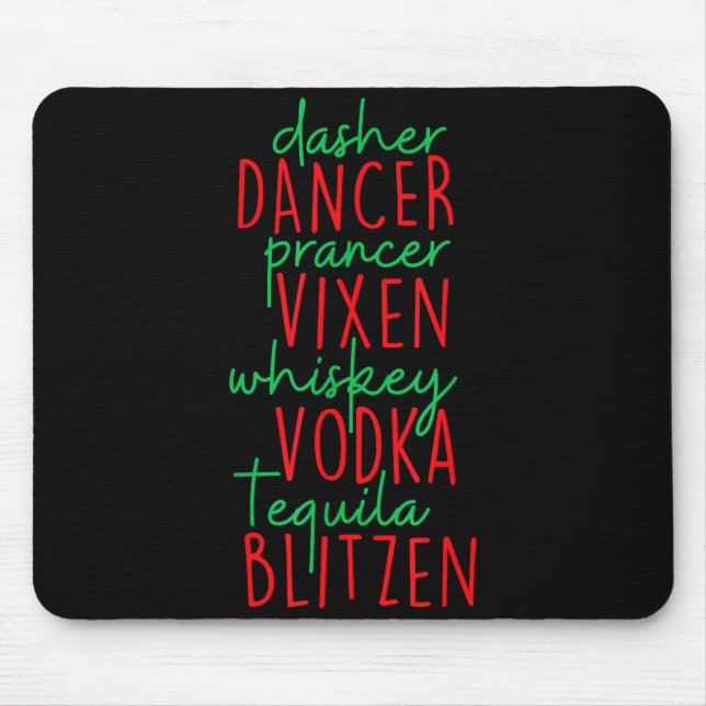 Lustiges Weihnachten Dasher Dancer Prancer Vixen W Mousepad (Vorne)