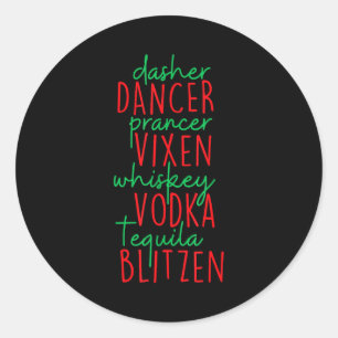 Lustiges Weihnachten Dasher Dancer Prancer Vixen W Runder Aufkleber