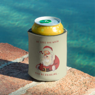 Lustiges Weihnachten Er sieht dich, wenn du trinks Dosenkühler