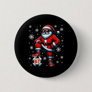 Lustiges Weihnachten Fußball Cool Santa Claus 6 7 Button