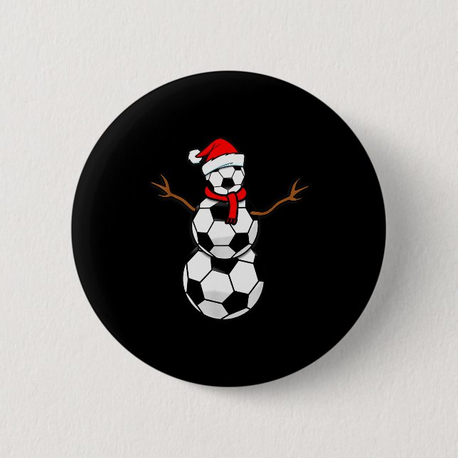 Lustiges Weihnachten Fußball Santa Schneemann  Button (Vorderseite)