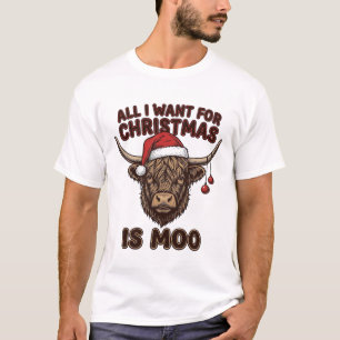 Lustiges Weihnachten Highland-Kuh-Muu-Shirt-Design T-Shirt