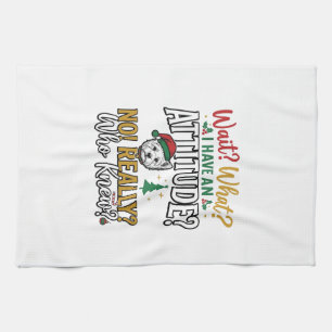 Lustiges Weihnachten-Hund Attitude Zitat Vintage-S Geschirrtuch