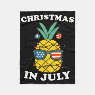 Lustiges Weihnachten im Juli Ananas USA Sommer Str Fleecedecke
