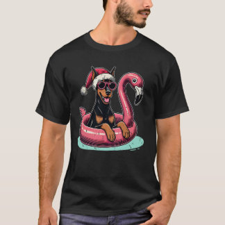Lustiges Weihnachten im Juli Dobermann Hund Santa T-Shirt