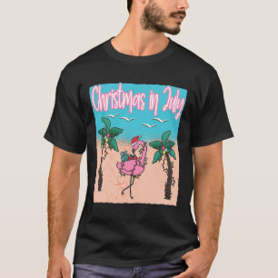 Lustiges Weihnachten im Juli Flamingo Beach Weihna T-Shirt