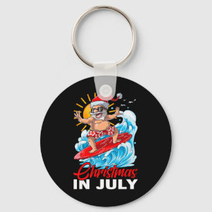 Lustiges Weihnachten im Juli Santa Surft Sommerstr Schlüsselanhänger