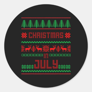 Lustiges Weihnachten im Juli-Shirt Sommer hässlich Runder Aufkleber