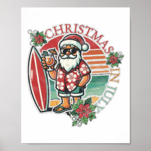 Lustiges Weihnachten im Juli-Shirt Sommer Santa Su Poster