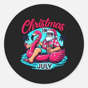 Lustiges Weihnachten im Juli-Shirt Sommerurlaub Ge Runder Aufkleber