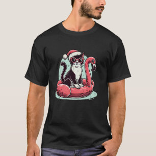 Lustiges Weihnachten im Juli Smokingkatze Santa Fl T-Shirt