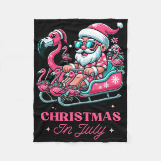 Lustiges Weihnachten im Juli Sommer Santa Flamingo Fleecedecke