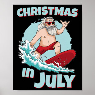 Lustiges Weihnachten im Juli Sommer Santa Surfen S Poster
