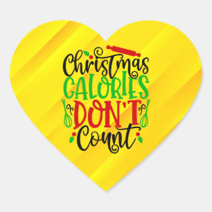 Lustiges Weihnachten Kalorien zählen nicht Design Herz-Aufkleber