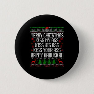 Lustiges Weihnachten Küss mich Frohes Chanukka Hum Button