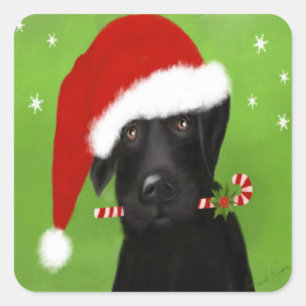 Lustiges Weihnachten Labrador, Hundeaufkleber Quadratischer Aufkleber