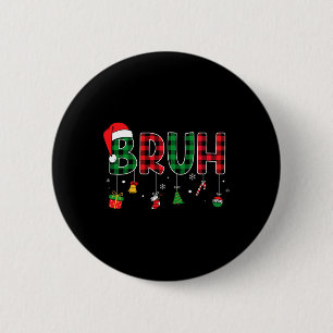 Lustiges Weihnachten Rot Kariert Teens Jungen Kind Button