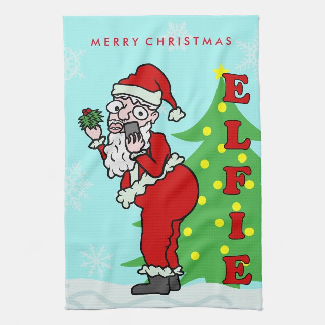Lustiges Weihnachten Sankt Elfie personalisiert Handtuch (Vertikal)