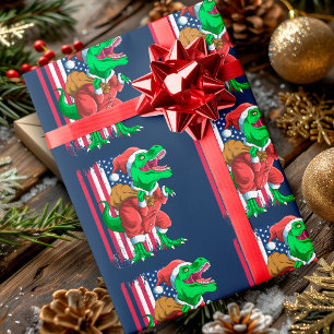 Lustiges Weihnachten Santa T Rex Tyrannosaurus Xma Geschenkpapier