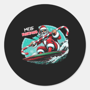 Lustiges Weihnachten Surf Mele Kalikimaka Santa Su Runder Aufkleber