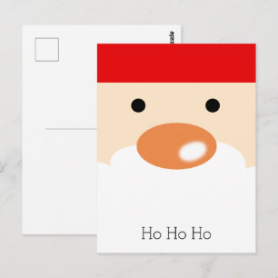 Lustiges Weihnachten Süßes Minimal Santa Gesicht Postkarte