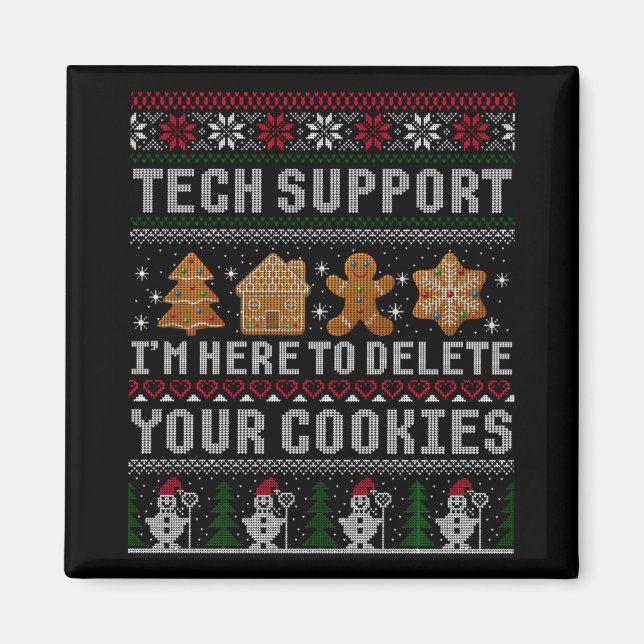 Lustiges Weihnachten Tech Support Computer T-Shirt Magnet (Vorne)