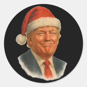 Lustiges Weihnachten Trump Gesicht Santa Meme Runder Aufkleber