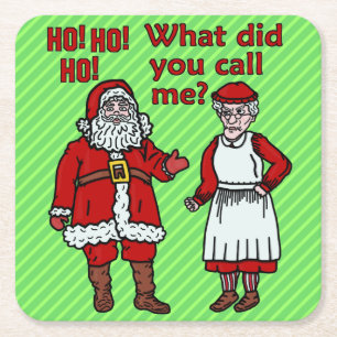 Lustiges Weihnachten Weihnachtsmann u. Frau Rechteckiger Pappuntersetzer