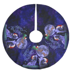 Lustiges Weihnachtenglückliches Howlidays Polyester Weihnachtsbaumdecke