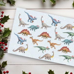 Lustiges Weihnachts-Dinosaurier-Aquarellmuster Seidenpapier
