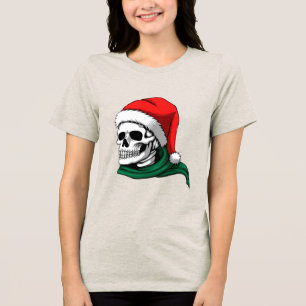 Lustiges Weihnachts-Schädel-Frauen-T-Shirt Tri-Blend Shirt