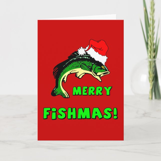 Lustiges Weihnachtsfischen Feiertagskarte (Vorderseite)