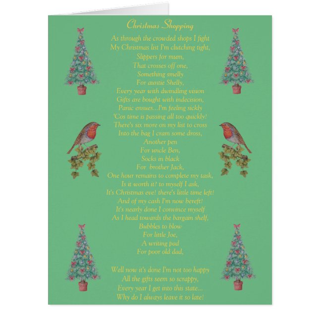 lustiges Weihnachtsgedicht mit Weihnachtsbaum (Vorderseite)