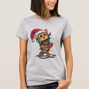 Lustiges Weihnachtskatze-T-Shirt Süßes Geschenk T-Shirt