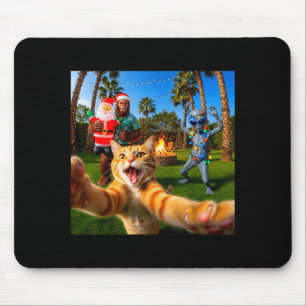 Lustiges Weihnachtskatzen-Selfie mit Bigfoot & Mousepad