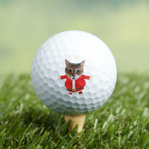 Lustiges Weihnachtsmann-Kostüm Katzen-Gesicht-Foto Golfball