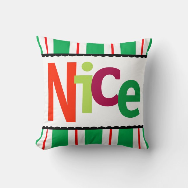 Lustiges Weihnachtsnizza bunte moderne Typografie Kissen (Vorderseite)