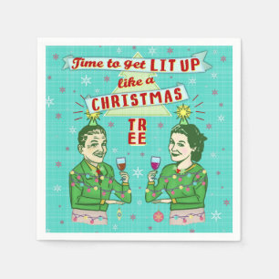 Lustiges WeihnachtsParty-Retro erwachsener Serviette