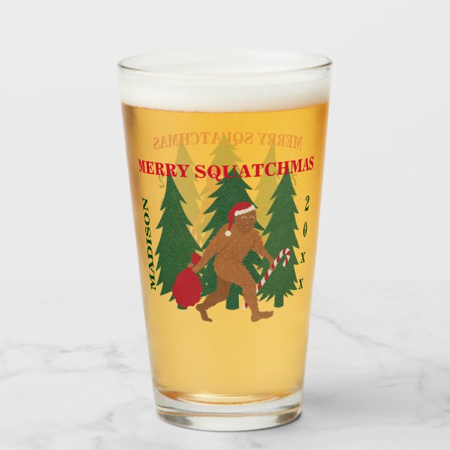 Lustiges Weihnachtspersonalisierter Geek Sankt Glas (Vorne (Gefüllt))