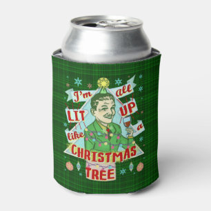 Lustiges WeihnachtsRetro trinkender Spaß-Mann-Lit Dosenkühler