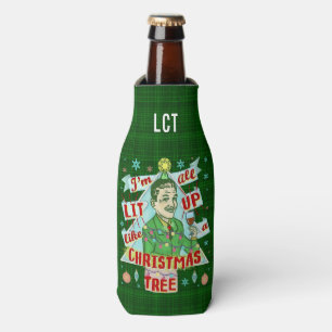 Lustiges WeihnachtsRetro trinkender Spaß-Mann-Lit Flaschenkühler
