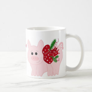 Lustiges Weihnachtsschwein mit Spruch Kaffeetasse
